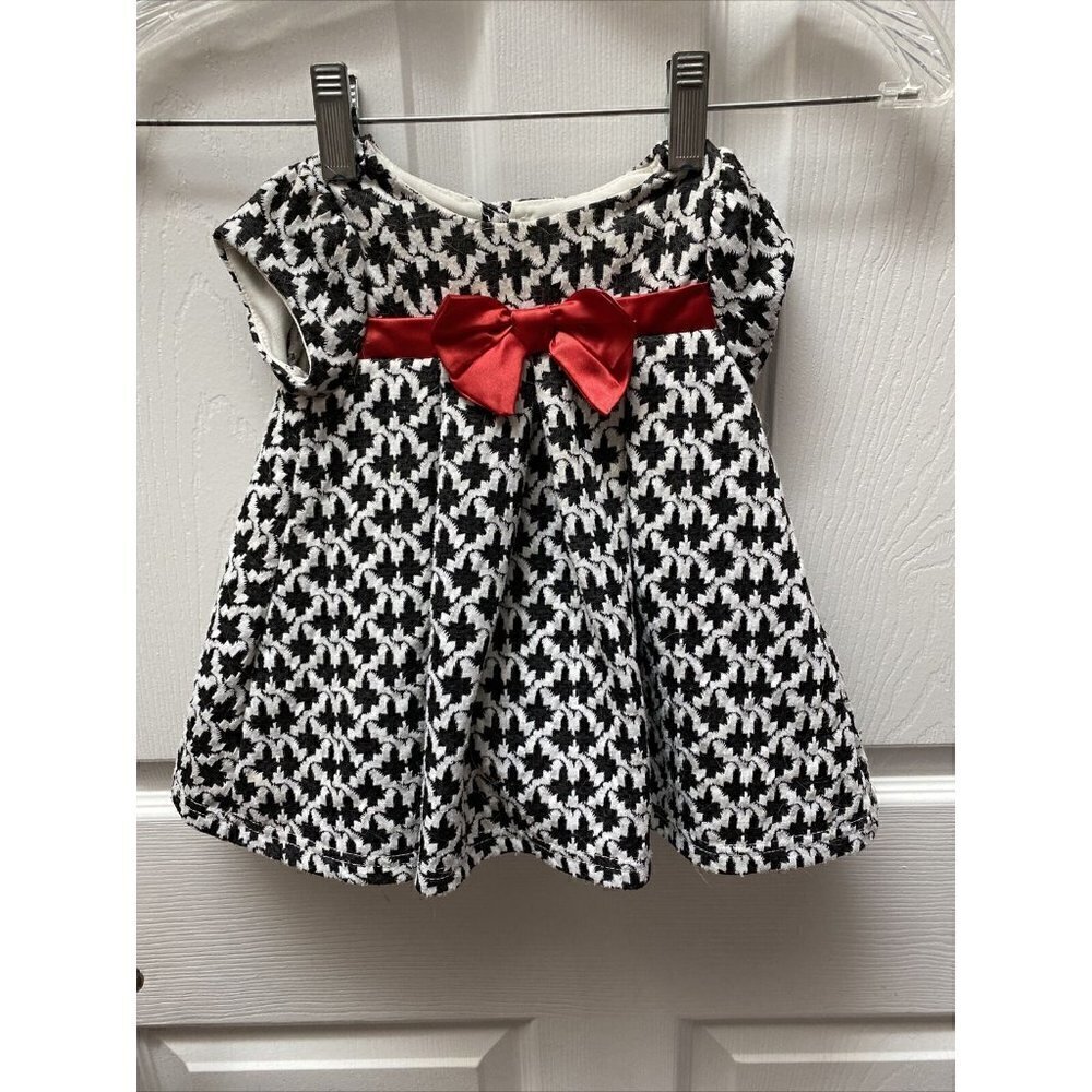 h  NANNETTE black geometric cap sleeve dress 6/9mo